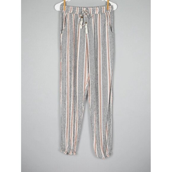 ANGIE HAREM STRIPED DRAWSTRING COMFY JOGGER PANTS - Picture 1 of 6